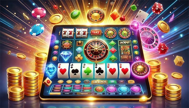Pemain menikmati permainan slot online di 9koi dengan tampilan neon keren